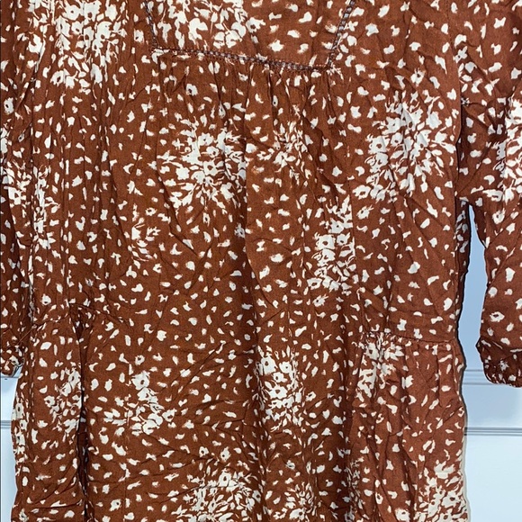 Knox Rose XS Loft Brown White Patterned Blouse - Picture 6 of 14